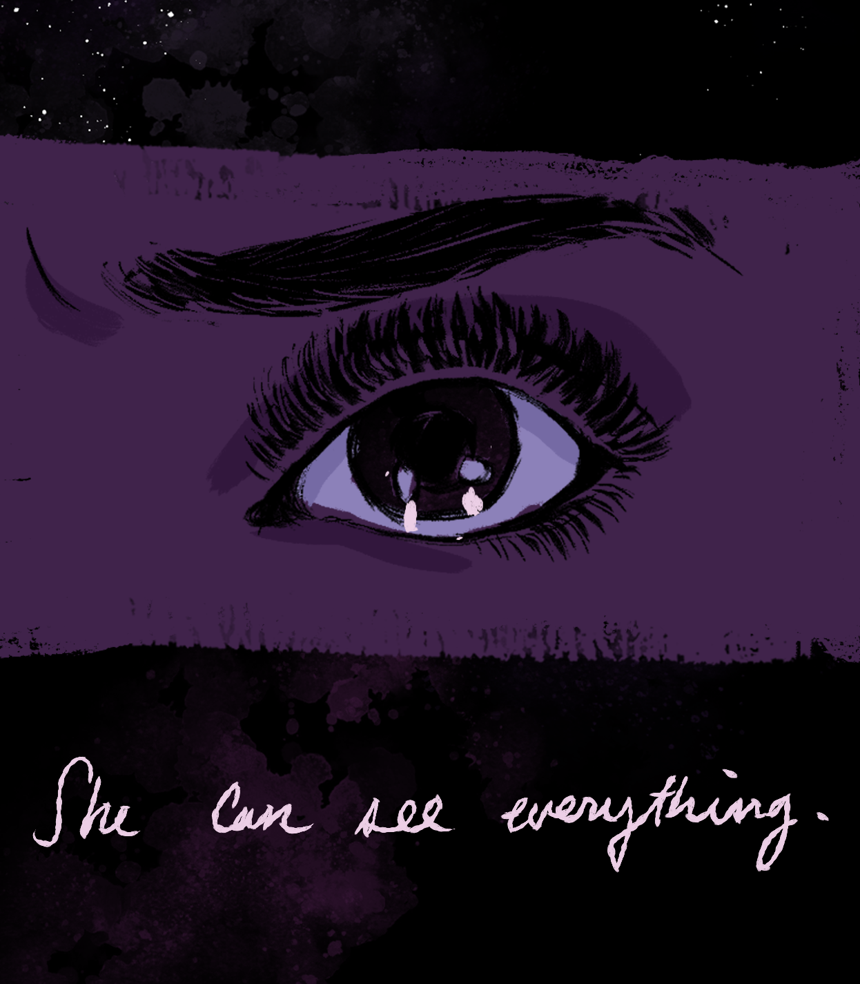 Rey's eye, open. "She can see everything."
