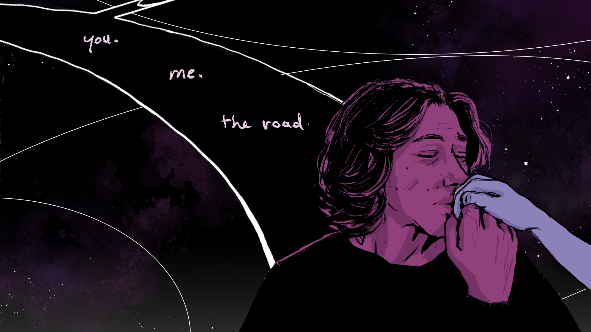 "You. Me. The road." Ben presses his lips to Rey's knuckles. Behind them, the World Between Worlds spans the stars.